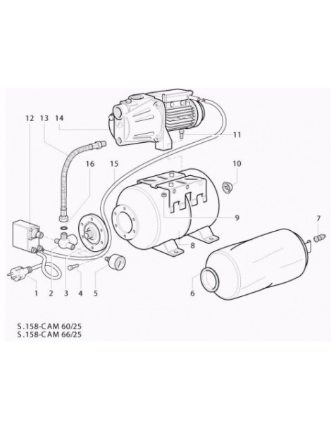 POMPA AUTOCLAVE CAM 66/25 0,75KW Gruppo di pressurizzazione autoadescante Speroni serbatoio 25 litri