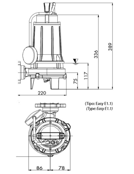 Elettropompa GRIX 32-2/110 M 1,5 HP con galleggiante Trituratrice DRENO MONOFASE Acque Nere Fossa Biologica Lurida