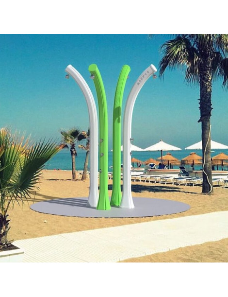 Doccia Solare HAPPY BEACH 24 litri Miscelatore + lavapiedi + Pulsante Temp. polietilene 9 colori Arkema Design