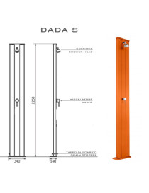 Doccia Solare DADA S Alluminio 40 litri con miscelatore  per esterno piscina giardino modello diritto Arkema Design