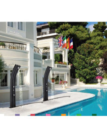 Doccia Solare ENERGY PRO Alluminio 75 litri con miscelatore + lavapiedi + Pulsante temporizzato per esterno piscina giardino mo