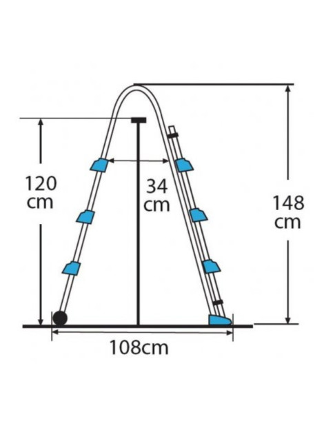 Scaletta in acciaio inossidabile laccata 2x3 gradini