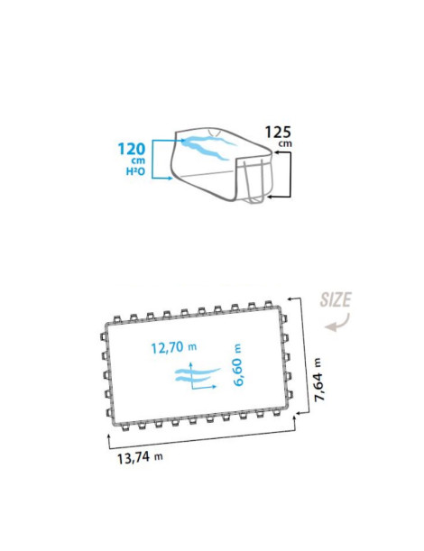 Piscina fuori terra PVC 6,60 X 12,70 h120 LAGHETTO POP 612 BLU