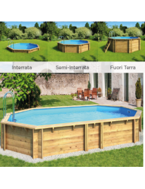Piscina fuori terra con filtro a sabbia e scaletta 6,44 m x 4,04 m x h 1,46 m
