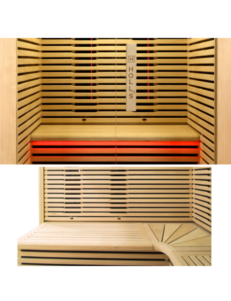 Sauna Cannella a infrarossi 3/4 posti in abete canadese, dimensioni 160 x 160 x 190 cm