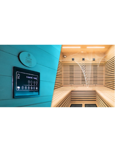 Sauna Cannella a infrarossi 3/4 posti in abete canadese, dimensioni 160 x 160 x 190 cm