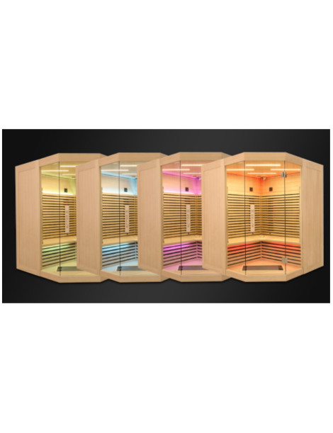 Sauna Cannella a infrarossi 3/4 posti in abete canadese, dimensioni 160 x 160 x 190 cm