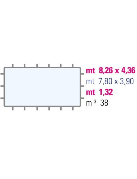 Piscina fuori terra rettangolare Supreme 7,80 x 3,90 x 1,32 M con copertura in polipropilene