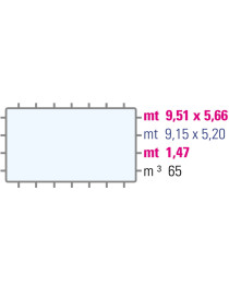 Piscina fuori terra rettangolare Mega 9,15 x 5,20 x 1,47 M con copertura in polipropilene