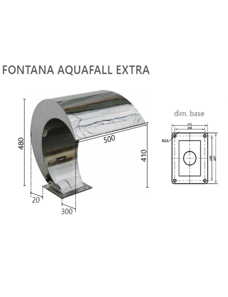 Fontana Aquafall Extra in acciaio Inox Aisi 304 per tutte le piscine
