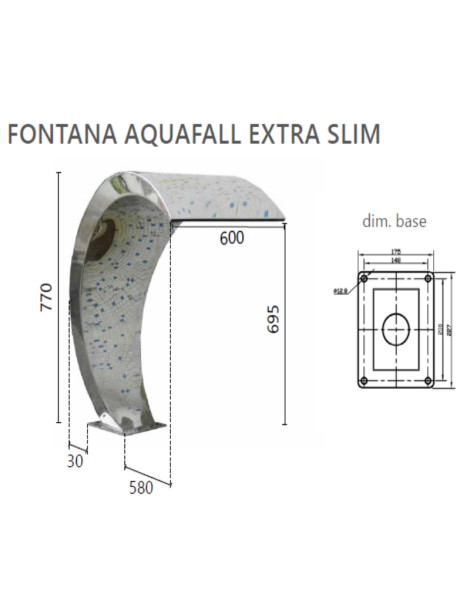 Fontana Aquafall Extra Slim in acciaio Inox Aisi 304 per tutte le piscine