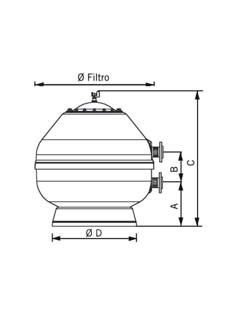 Filtro a Sabbia Professionale laminato Vesuvio 43.000 l/h coperchio diametro Ø 400 mm