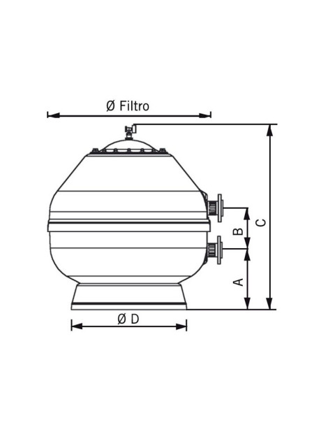 Filtro a Sabbia Professionale laminato Vesuvio 43.000 l/h Ø 1050 mm con coperchio Ø 400 mm.