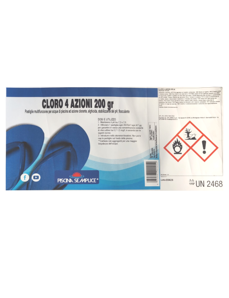 CLORO Multifunzione 4 AZIONI Pastiglie 200 Grammi 5 10 25 KG Multiazione Lapi Chimici