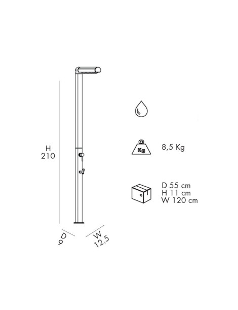 Doccia tradizionale QUICK Q125 in alluminio smontabile con miscelatore Arkema