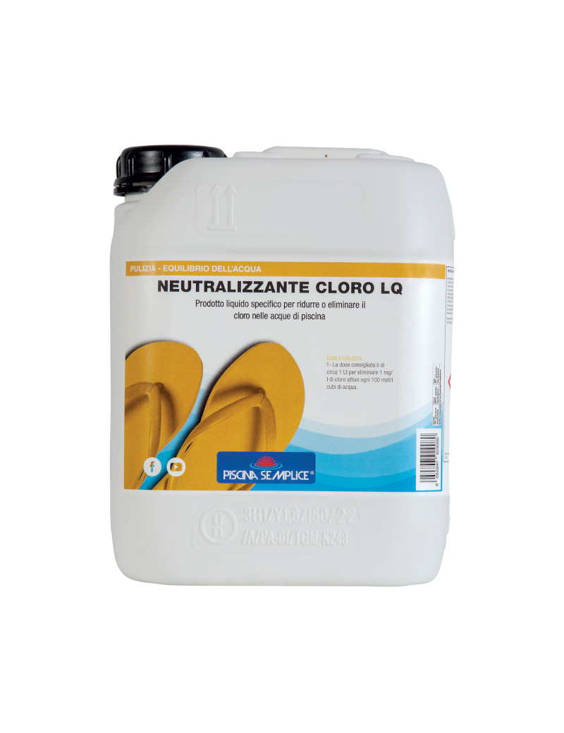 Neutralizzante Cloro Liquido. Per Trattare Eccessi Di Cloro In Piscina In Secchi Da 5 Kg