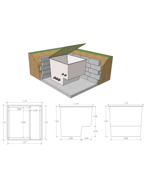 LOCALE TECNICO KIWI CON ALLOGGIO POMPA E FILTRO FINO A 16m/h