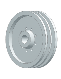 Puleggia 2 gola tipo A diametro 60 mm foro 24 mm per albero motore